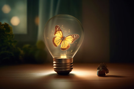 Butterfly in a light bulb, concept of idea and creativityの素材