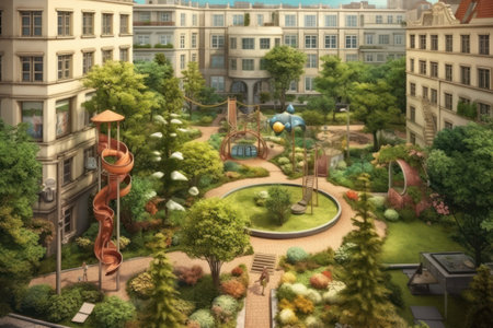 Miniature city park. Miniature city park. 3d renderingの素材