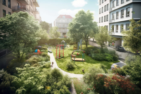 Children's playground in the city. Children's playground in the city.の素材