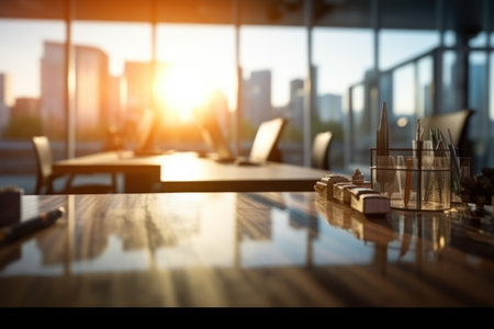Table Top And Blur Office of the Background. 3D Renderの素材