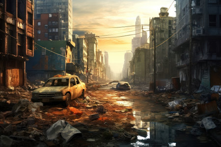 Dangerous situation in the middle of the city, 3d renderingの素材