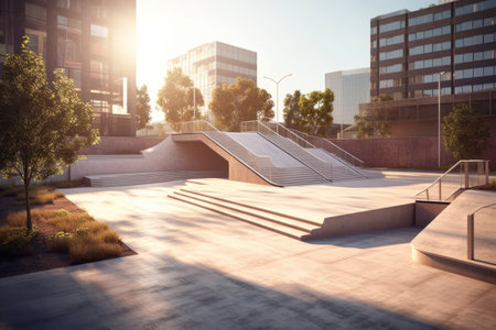 Modern architecture of the city. Urban landscape. 3D rendering.の素材