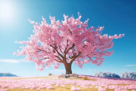 Beautiful cherry blossom tree in spring. 3D Renderingの素材