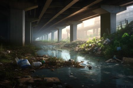 Garbage in the city, pollution of the environment, environmental problemsの素材