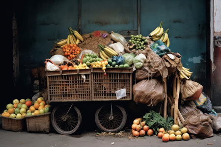 Fruits and vegetables on the street of Kolkata, Indiaの素材