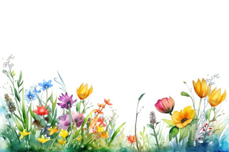 Watercolor spring background with flowers. Hand drawn watercolor illustration.の素材