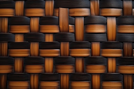 bamboo background. close-up of a wooden basket texture.の素材