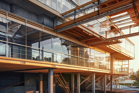 Construction of a modern office building. Construction of a modern office building.の素材