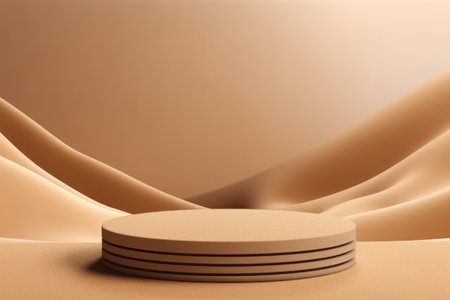 3d render of brown podium for product presentation in minimal style.の素材