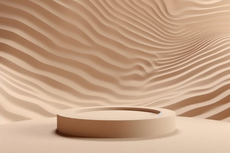3d rendering of beige podium for product display. Abstract background.の素材
