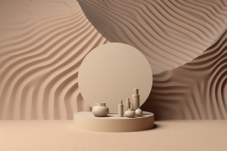 3d render of minimal display podium for cosmetic product presentation and mock upの素材