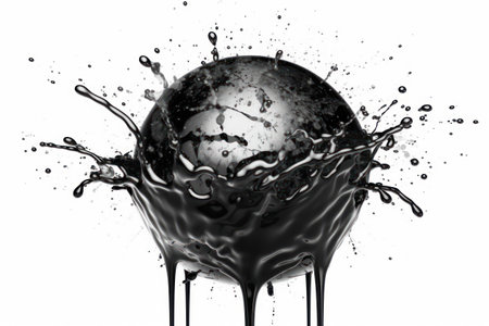 Splash of black liquid on a white background. 3d renderingの素材
