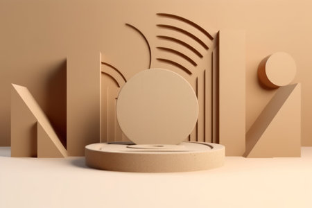 3d rendering of abstract minimal geometric forms. Glossy luxury podium for your design.の素材