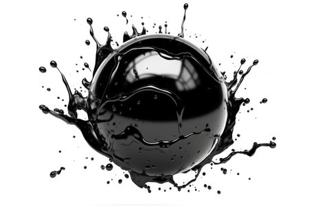 Black ball of water on a white background. 3d rendering.の素材