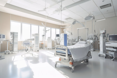 Interior of a modern hospital room. Medical equipment. 3d renderingの素材