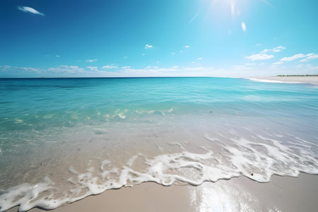 Beautiful tropical beach with white sand, turquoise water and blue skyの素材