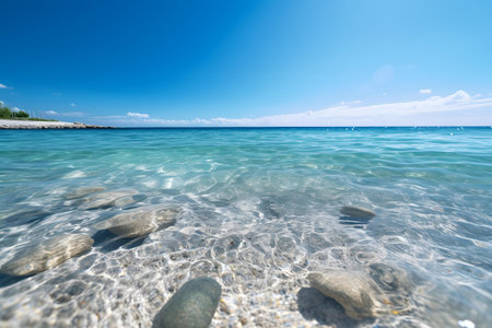 Stones in the water on the shore of the Adriatic Seaの素材