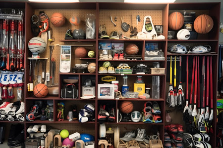 Collection of sports equipment in the store.の素材