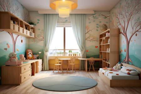 Interior of a childrens room. Children's room. 3d renderの素材