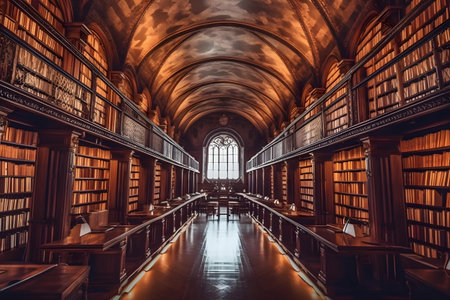 Inside of the Library of Oxford University, England, United Kingdom.の素材