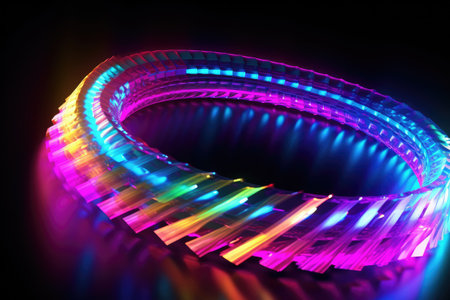 Abstract background. luminous swirling. Elegant glowing circle.  Sparking particle. Space tunnel. Glossy jellyfish. Colorful ellipse. Glint sphereの素材