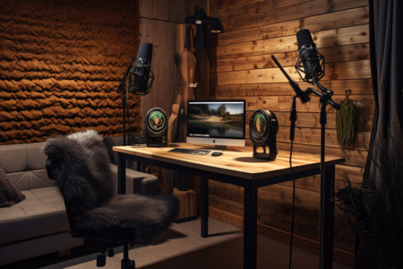 Interior of a modern studio with professional equipment and photo equipment.の素材