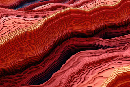 abstract wavy background, computer generated illustration, red and blueの素材