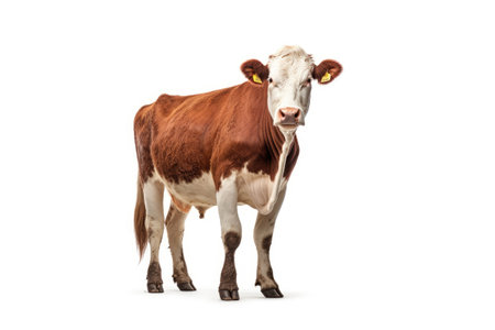 Cow full body white isolated background AI Generatedの素材
