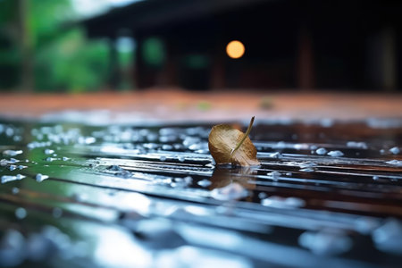 close up rain water drop falling to the ground AI Generatedの素材
