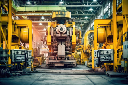 inside factory of airplanes a lot fo machines AI Generatedの素材