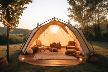 luxury retail camping tent mind training glamping AI Generatedの素材