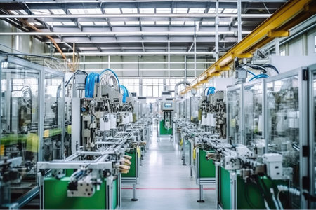 Production line of the factory for the production of household appliances. Industrial backgroundの素材