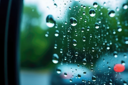 Rain drops on the car window. Raindrops on the glass.の素材
