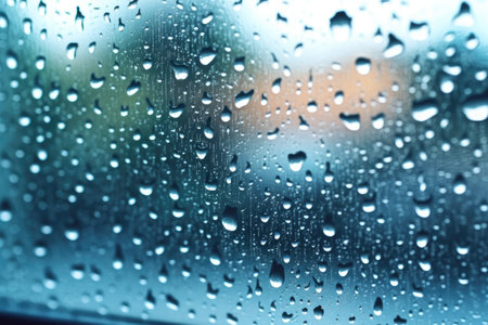 rain drops on car glass, raindrops on glass, rainy dayの素材