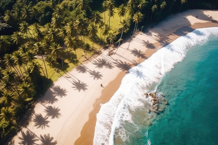 stock photo of A beautiful beach with coconuts trees Generative AIの素材