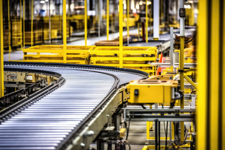 stock photo of inside factory conveyor belt production Generative AIの素材