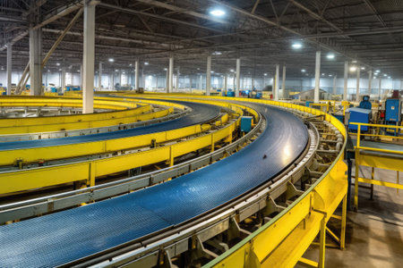 stock photo of inside factory conveyor belt production Generative AIの素材