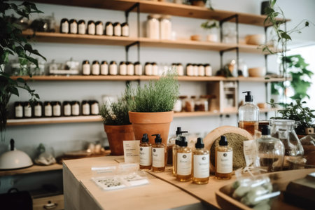 photo of inside empty skincare shop Photography AI Generatedの素材