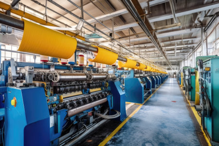 photo of inside textile factory line production view Photography AI Generatedの素材