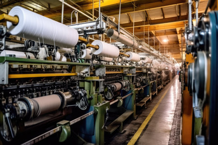 photo of inside textile factory line production view Photography AI Generatedの素材