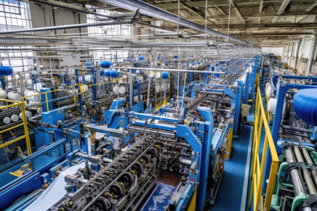 photo of inside textile factory line production view Photography AI Generatedの素材