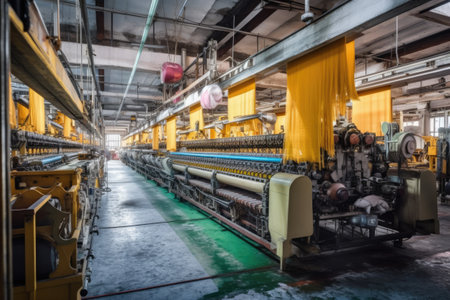 photo of inside textile factory line production view Photography AI Generatedの素材