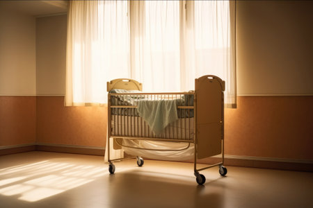 empty Newborn bed at Hospital room photoraphy Generated AIの素材