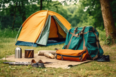 camping tools and equipment photoraphy Generated AIの素材