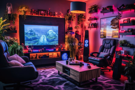gaming room decoration design ideas photoraphy Generated AIの素材