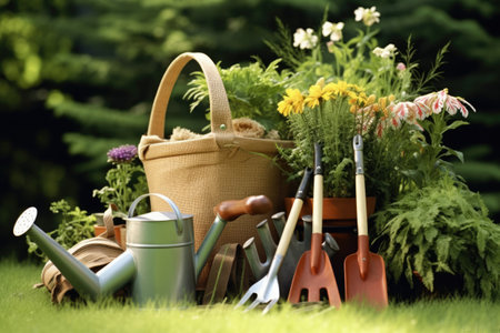 gardening tools and equipment photoraphy Generated AIの素材