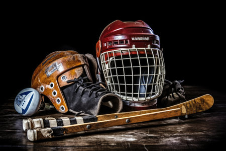 ice hockey tools and equipment photoraphy Generated AIの素材