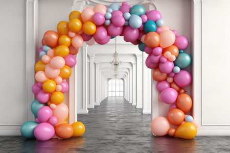 Balloon Gate garland with arch Aspire to award winning photography Generated AIの素材