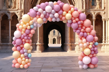 Balloon Gate garland with arch Aspire to award winning photography Generated AIの素材