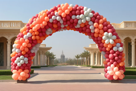 Balloon Gate garland with arch Aspire to award winning photography Generated AIの素材